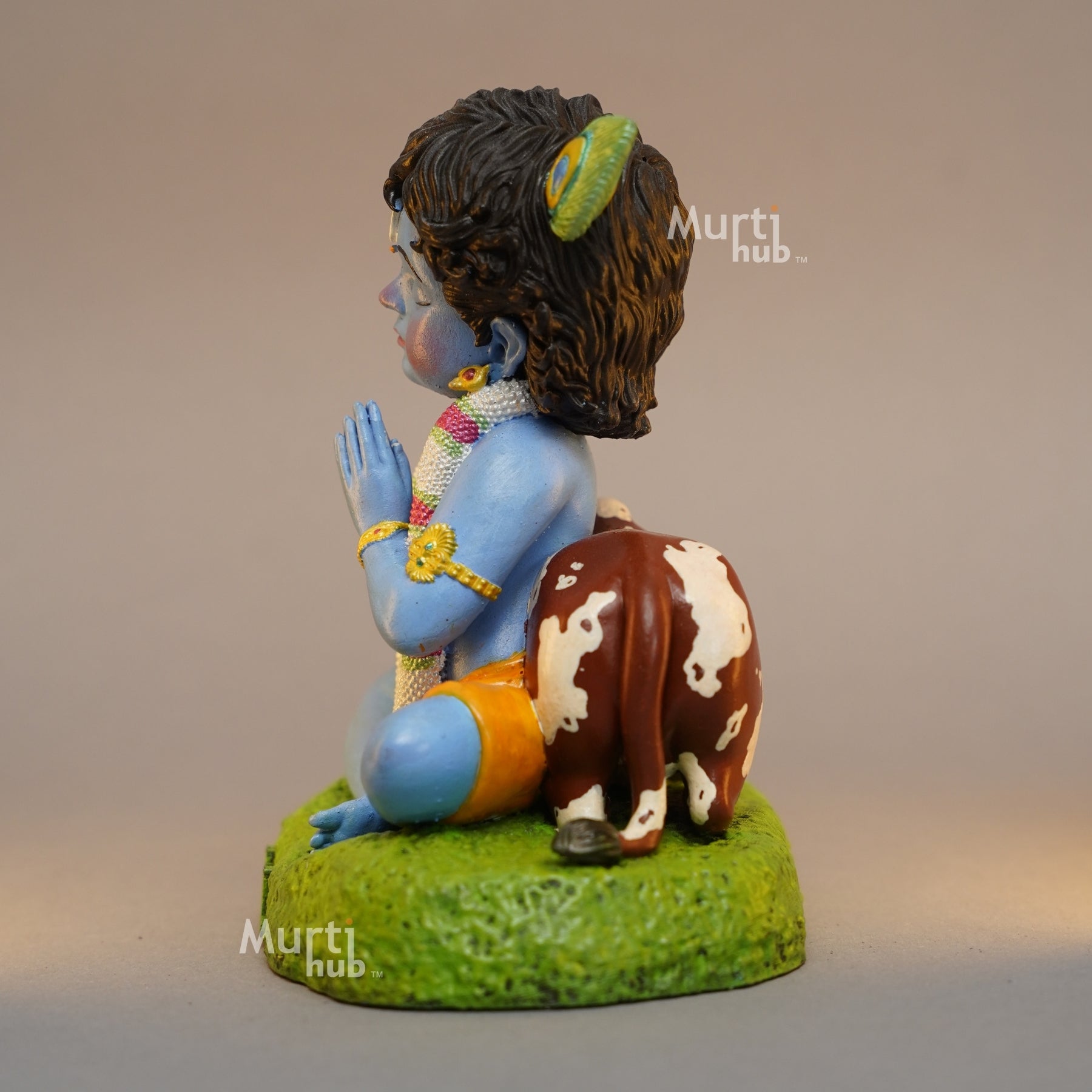 Baal Krishna Idol with Cow Hand Painted