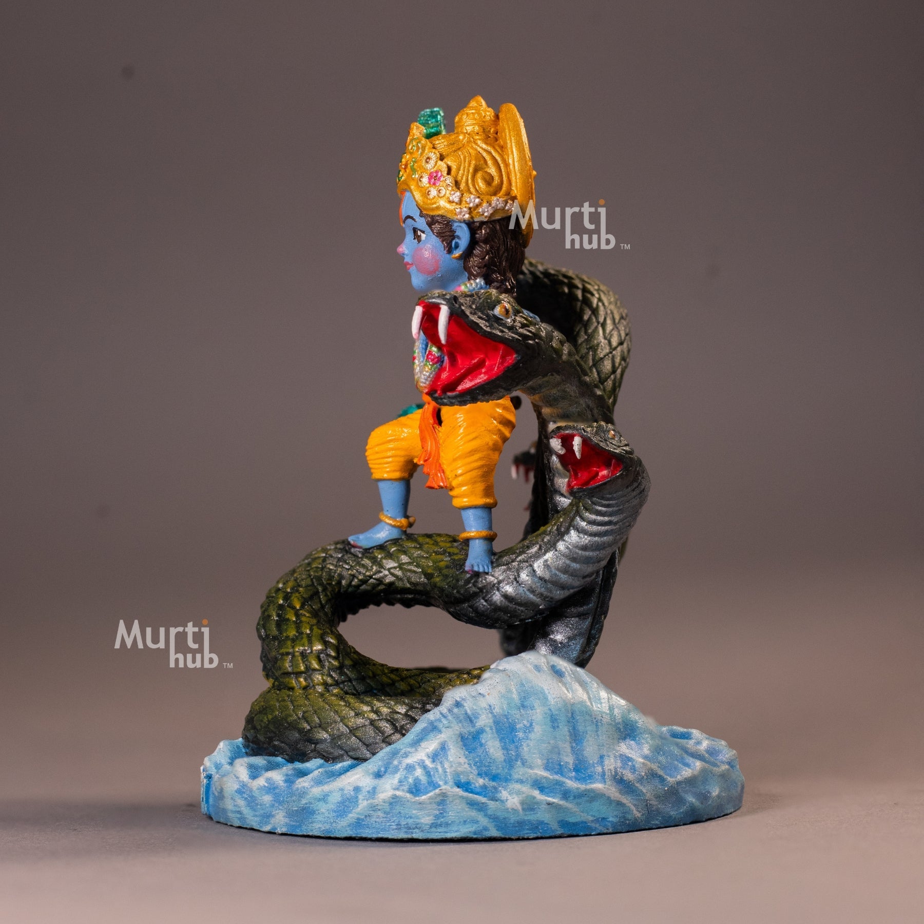 Kaliya Mardan Krishna Idol – Baal Krishna Dancing on Kaliya Naag – Handcrafted Divine Sculpture