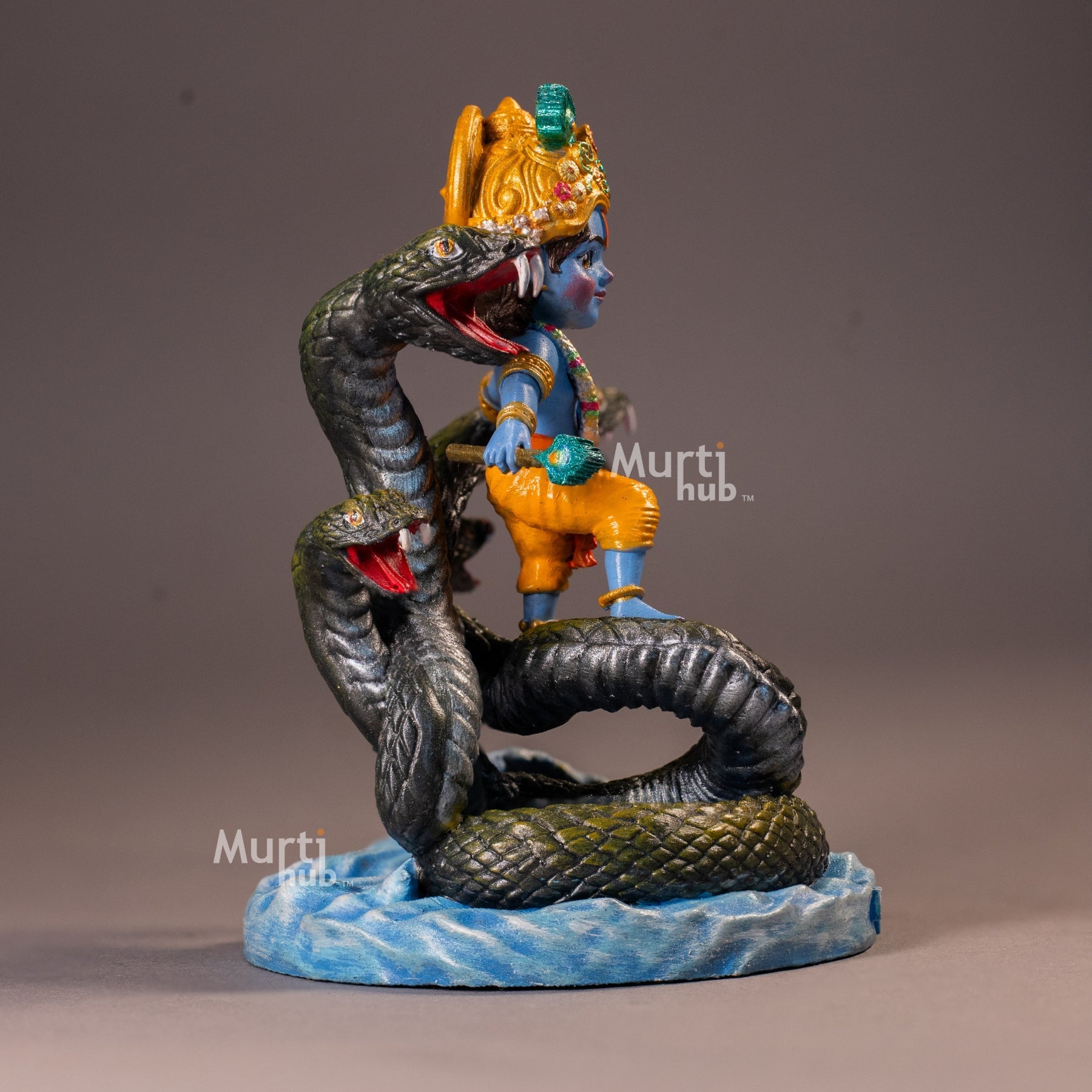 Kaliya Mardan Krishna Idol – Baal Krishna Dancing on Kaliya Naag – Handcrafted Divine Sculpture