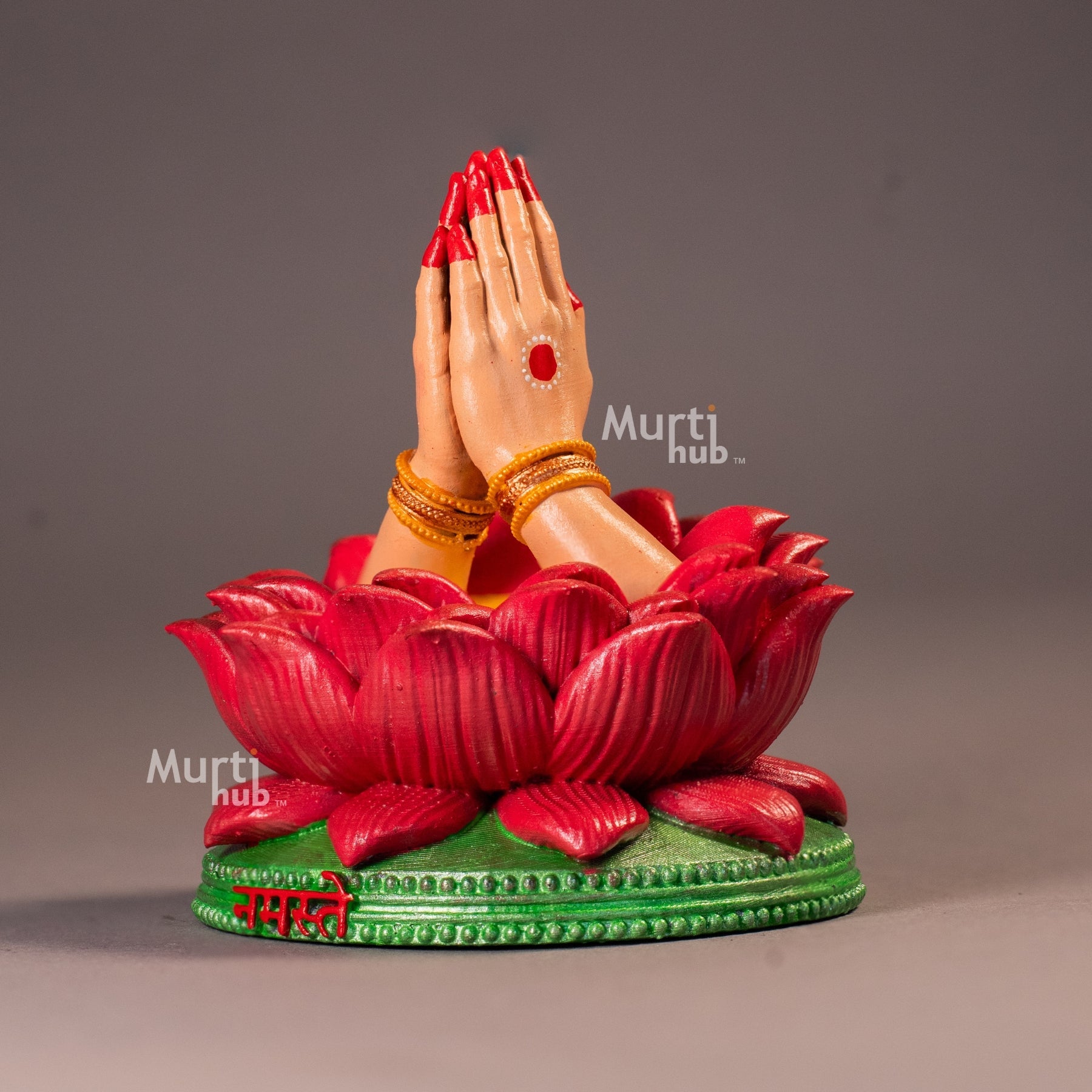 Namaste & Pranam Hand Idol – Divine Greeting Gesture on Lotus Base – Home & Car Décor