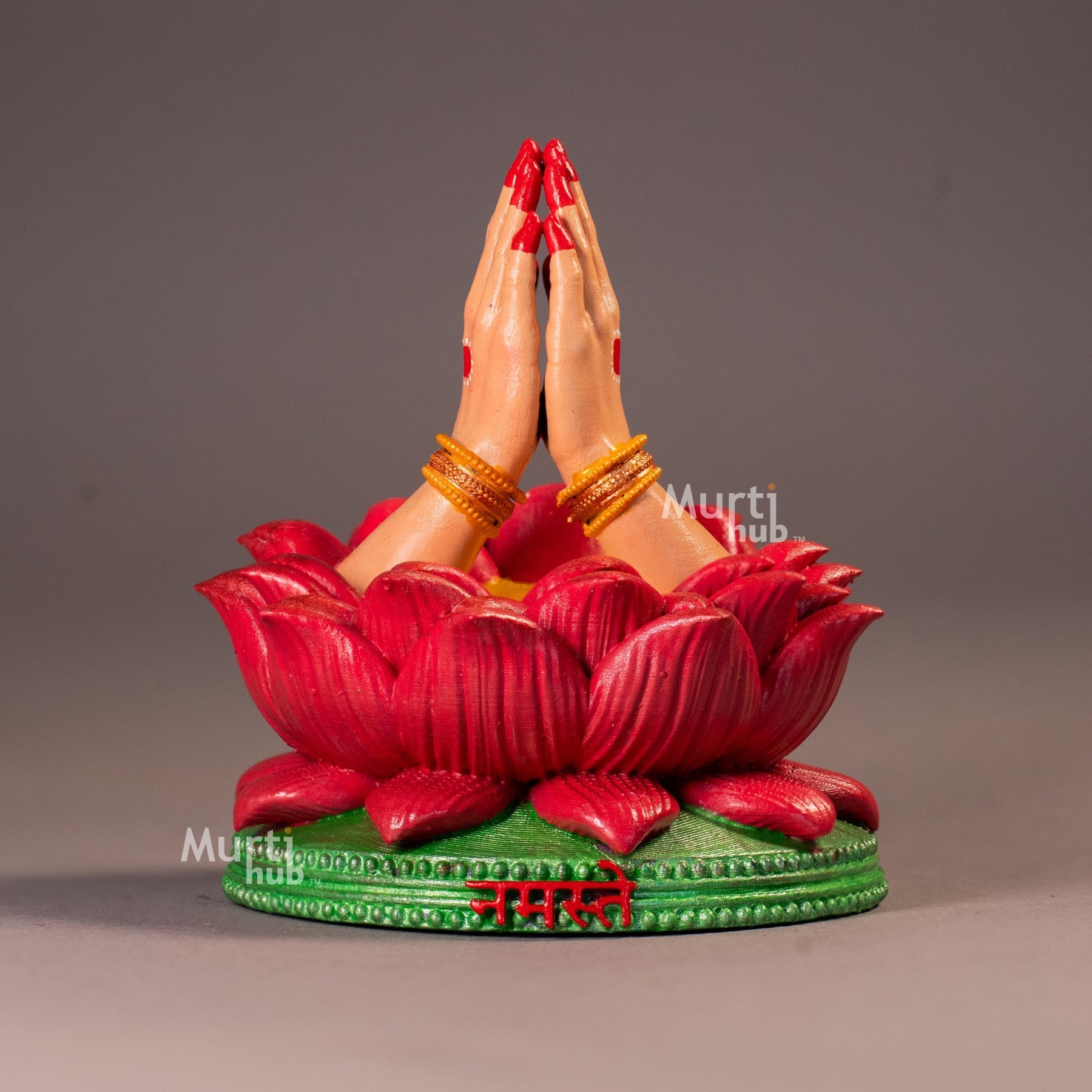 Namaste & Pranam Hand Idol – Divine Greeting Gesture on Lotus Base – Home & Car Décor