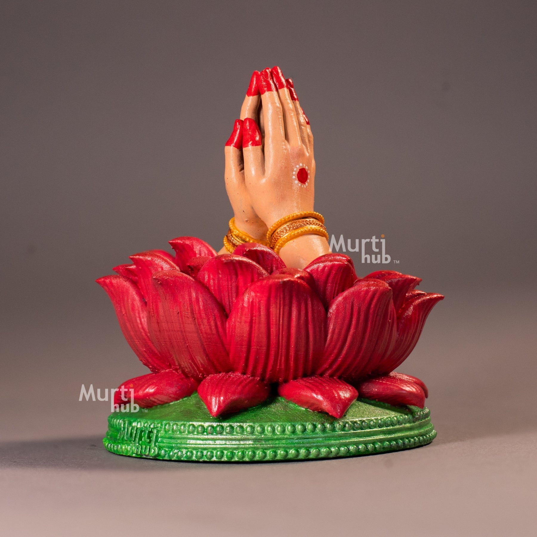 Namaste & Pranam Hand Idol – Divine Greeting Gesture on Lotus Base – Home & Car Décor