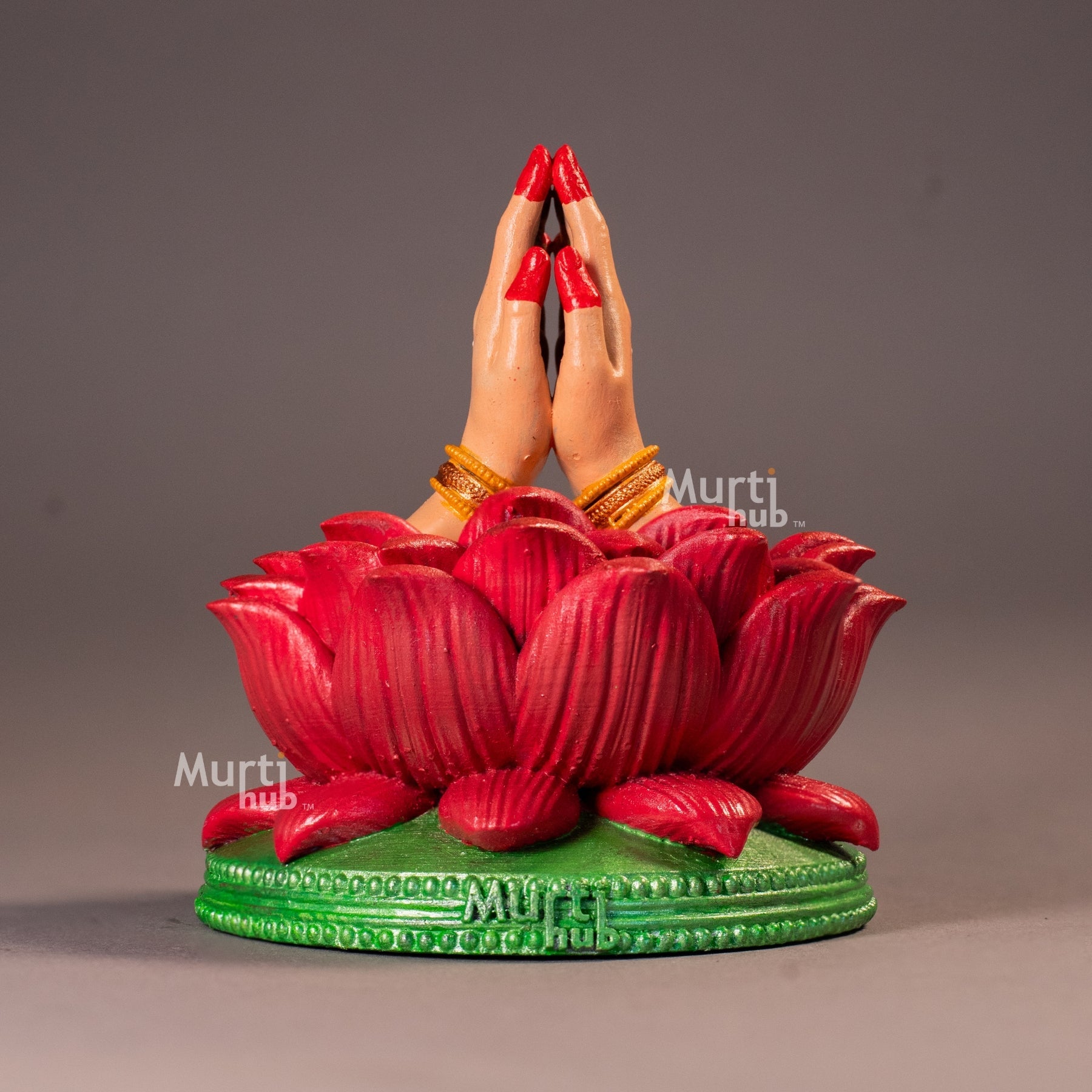 Namaste & Pranam Hand Idol – Divine Greeting Gesture on Lotus Base – Home & Car Décor