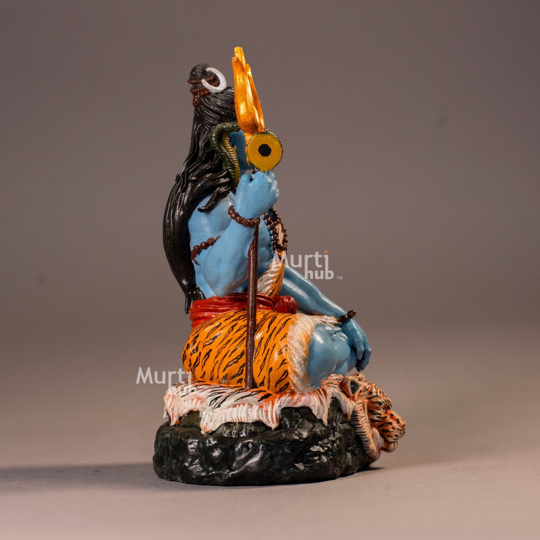 Mahadev Shiva Idol – Hand-Painted Bholenath in Meditation Pose with Trishul