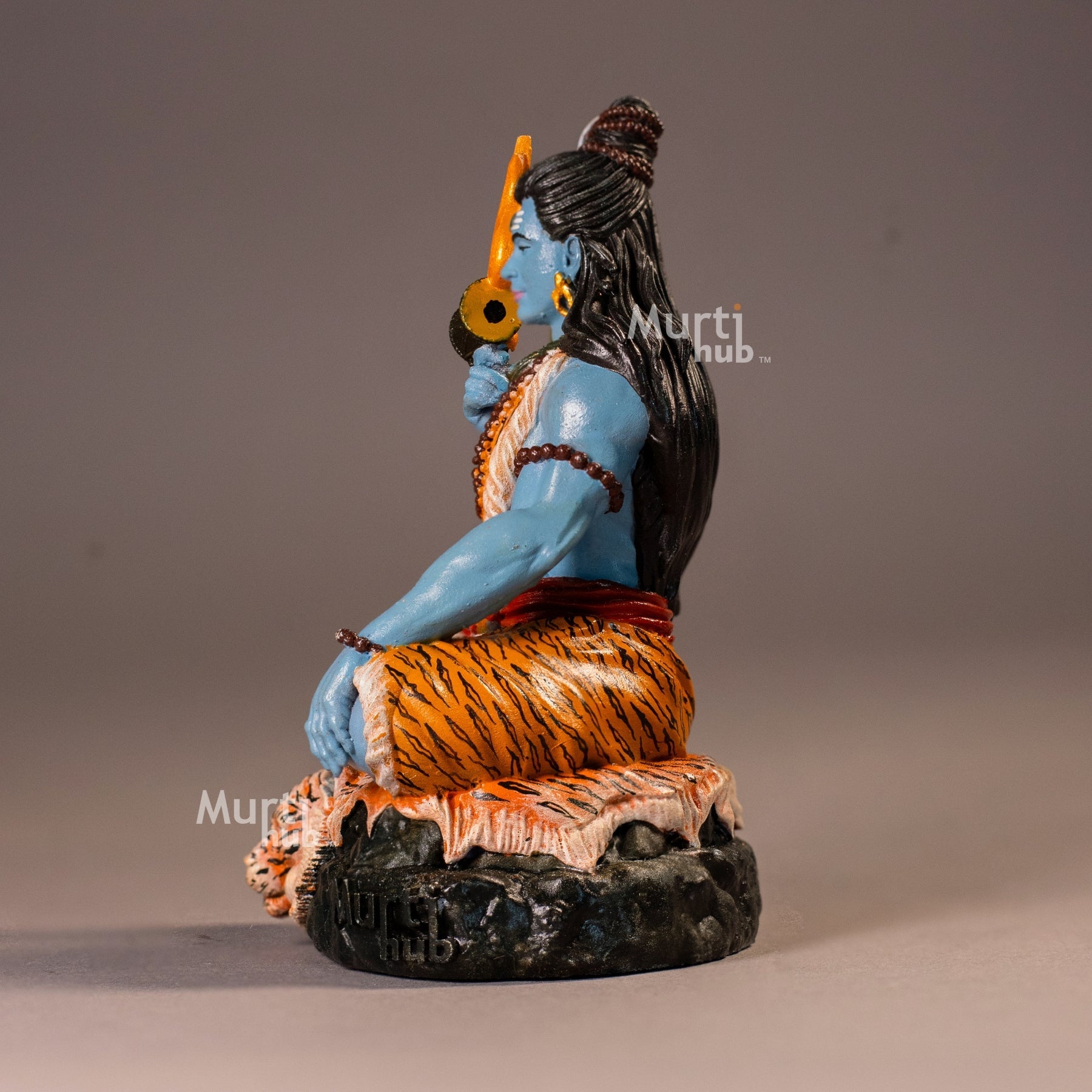 Mahadev Shiva Idol – Hand-Painted Bholenath in Meditation Pose with Trishul