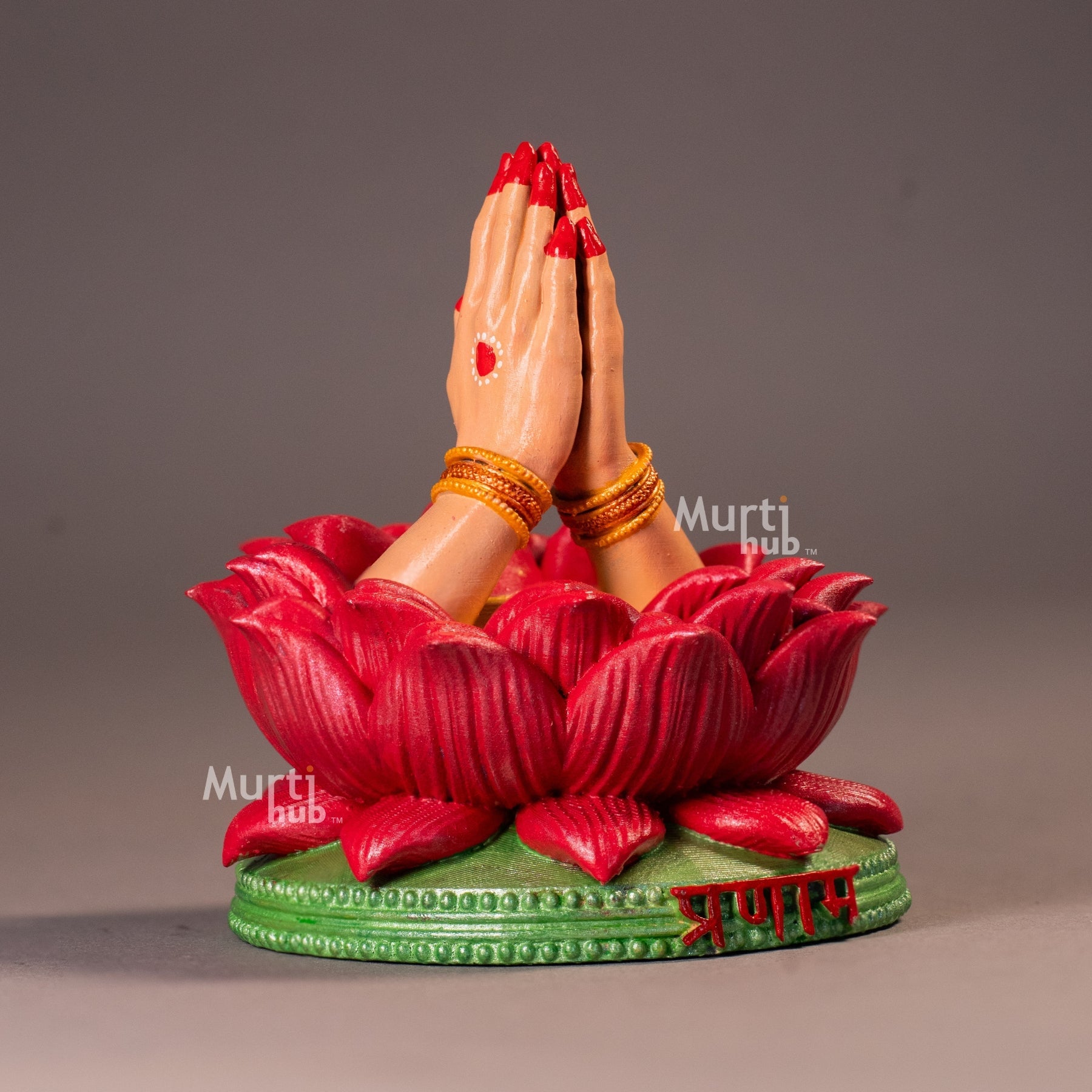 Namaste & Pranam Hand Idol – Divine Greeting Gesture on Lotus Base – Home & Car Décor