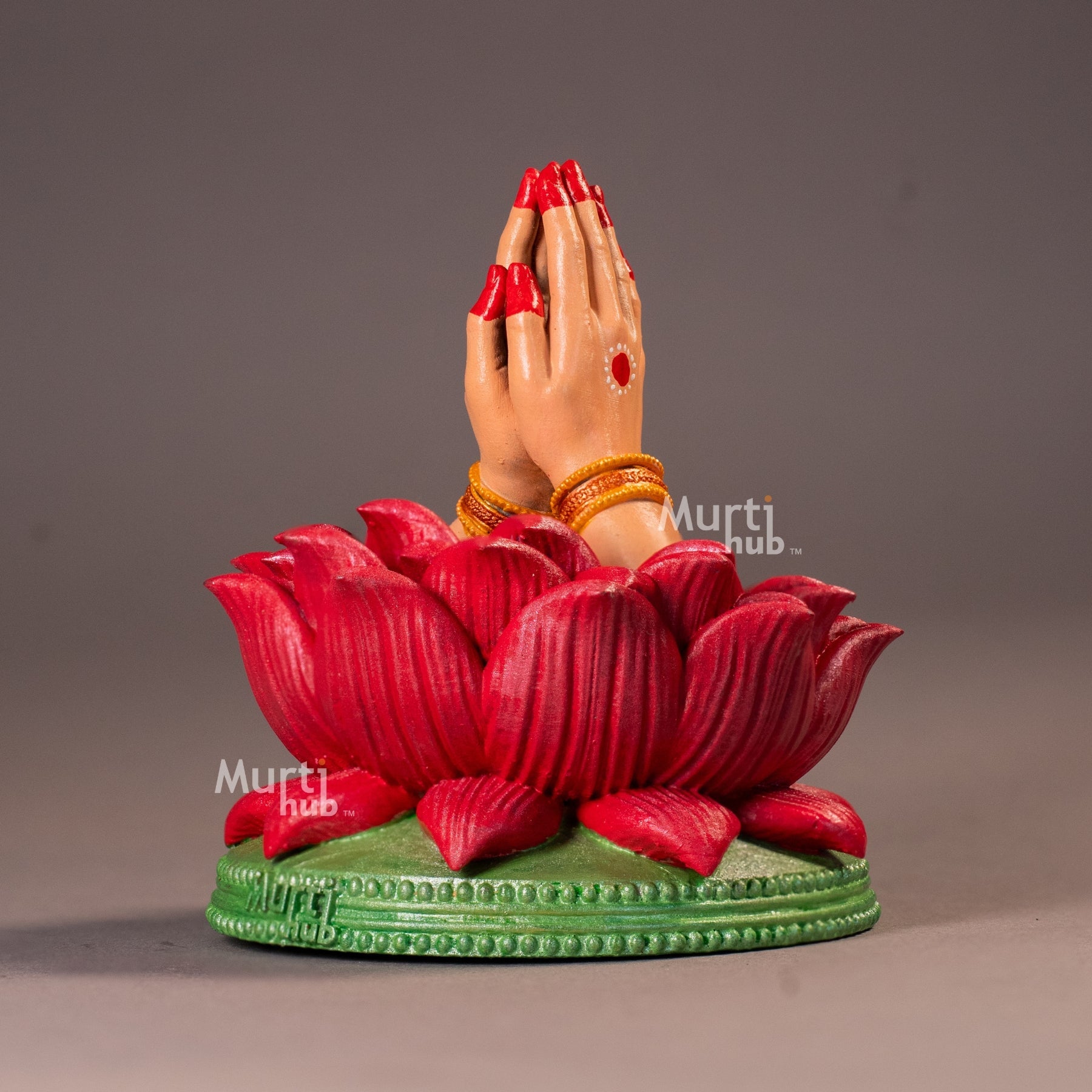 Namaste & Pranam Hand Idol – Divine Greeting Gesture on Lotus Base – Home & Car Décor