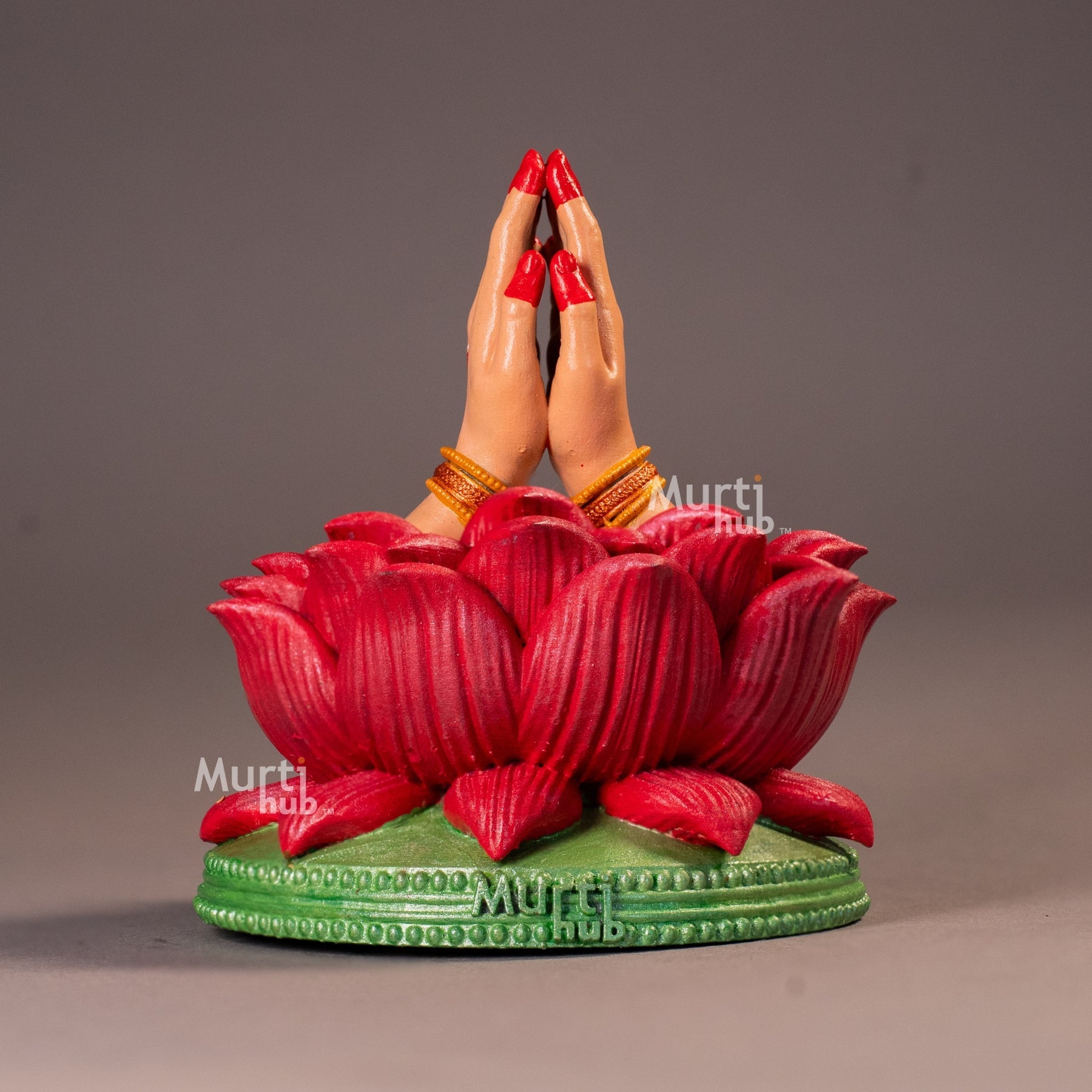Namaste & Pranam Hand Idol – Divine Greeting Gesture on Lotus Base – Home & Car Décor