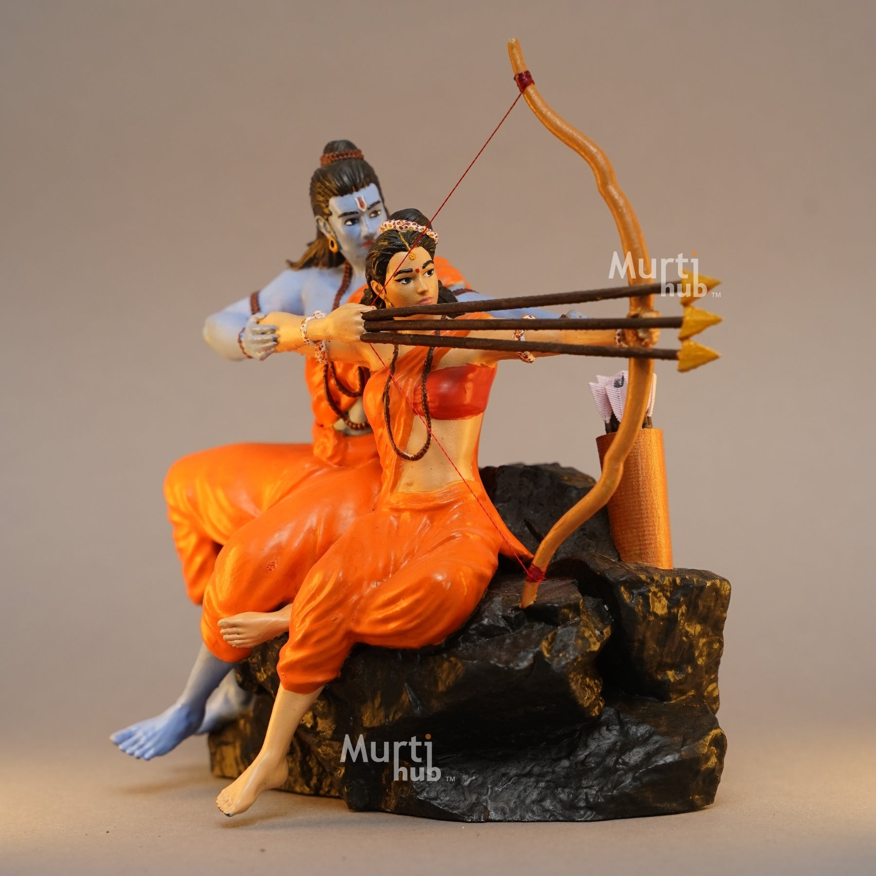 Ram Sita Archery Idol – Rare Artistic Sculpture for Home Decor & Gifting