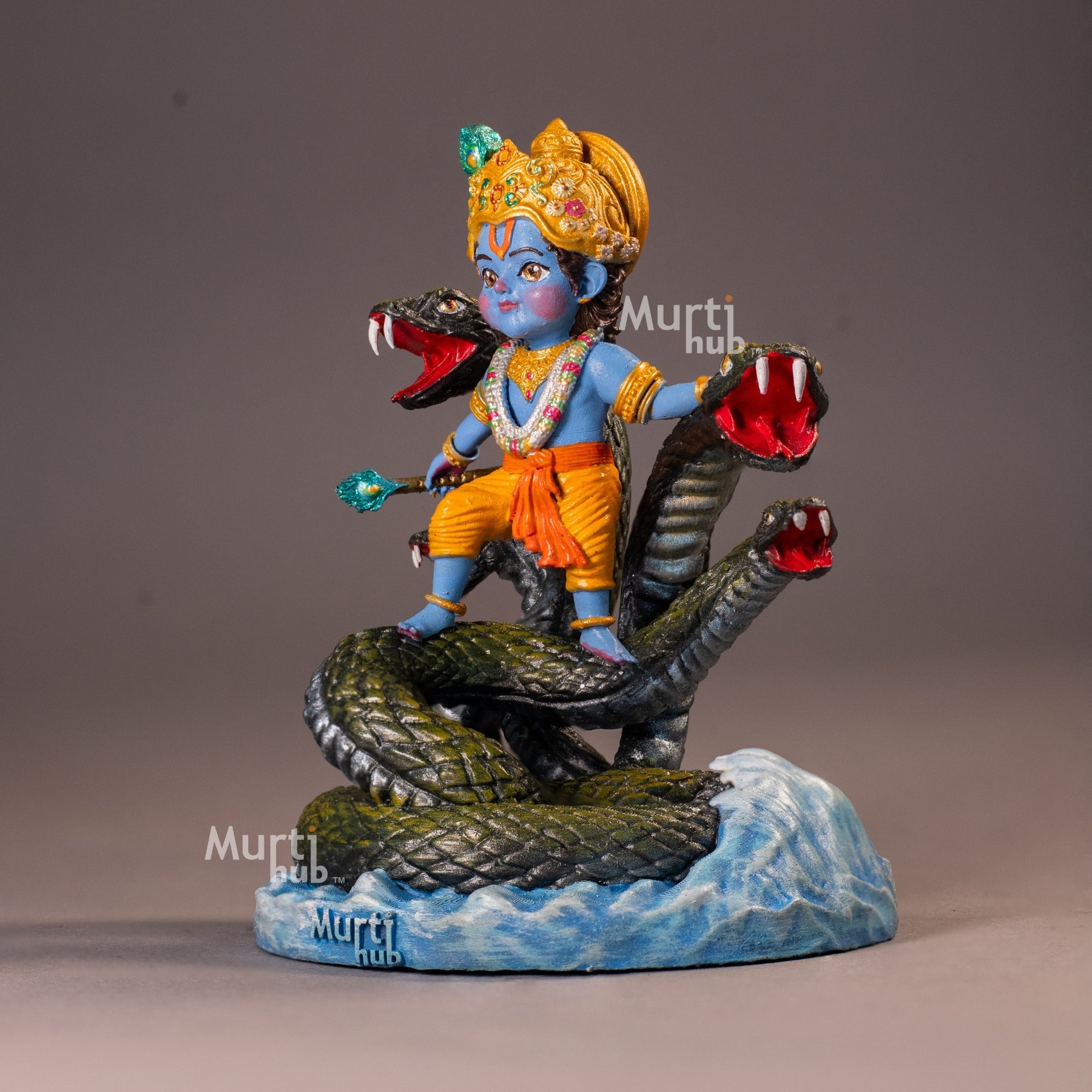 Kaliya Mardan Krishna Idol – Baal Krishna Dancing on Kaliya Naag – Handcrafted Divine Sculpture