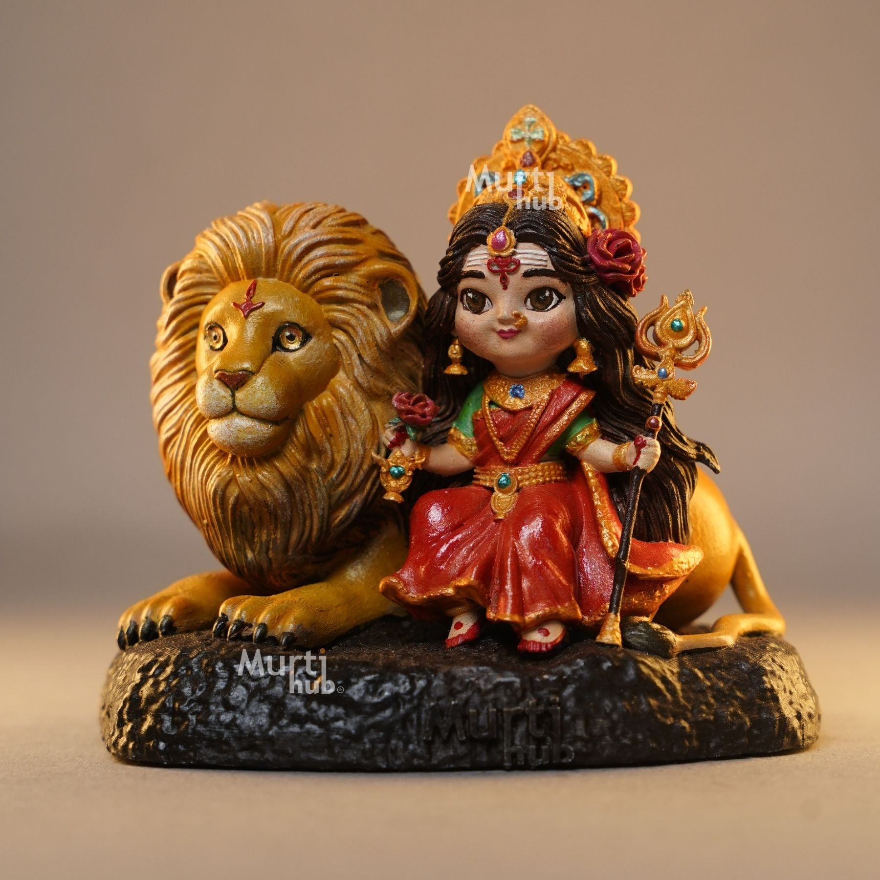 Maa Durga with Lion – The Fierce Protector Hand painted