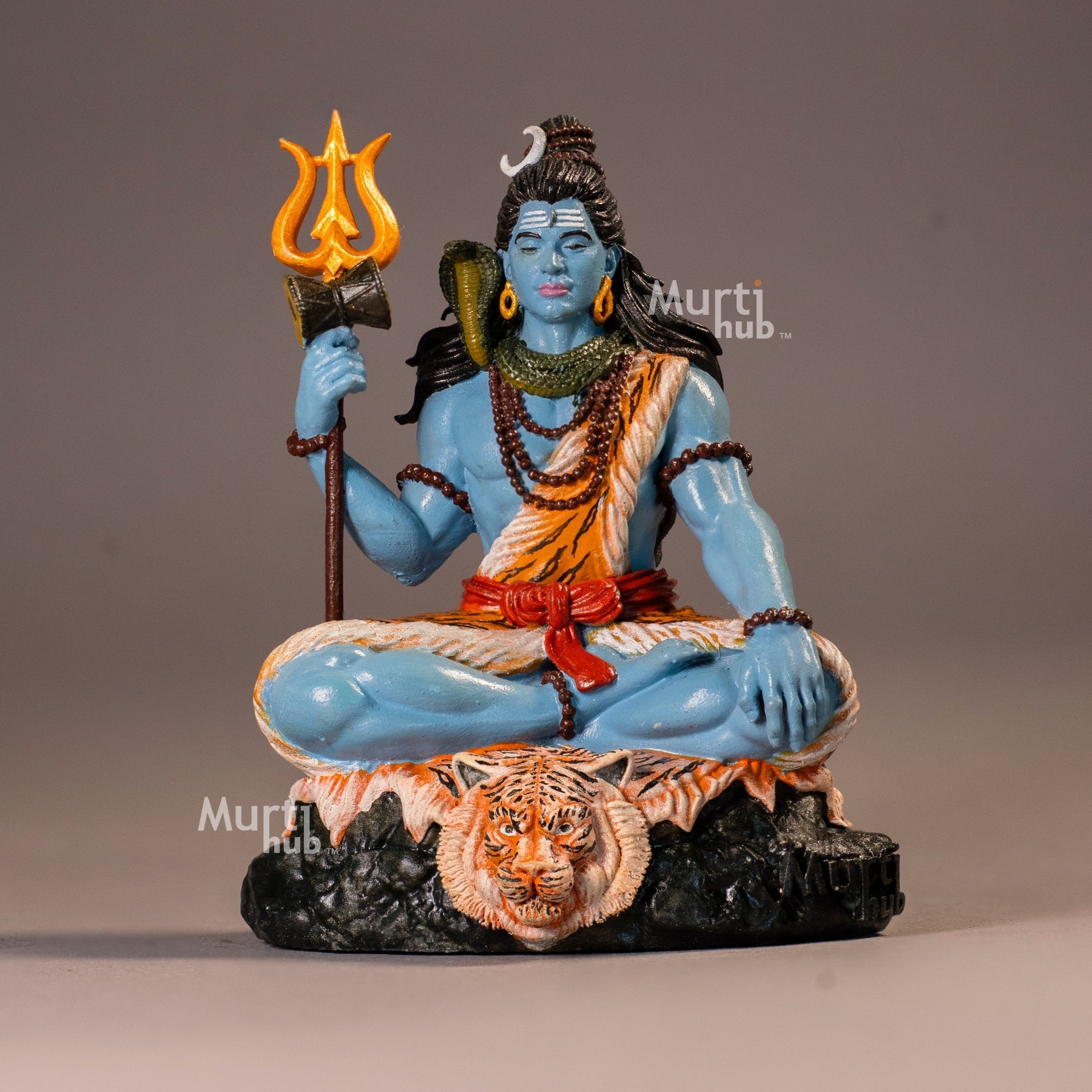Mahadev Shiva Idol – Hand-Painted Bholenath in Meditation Pose with Trishul