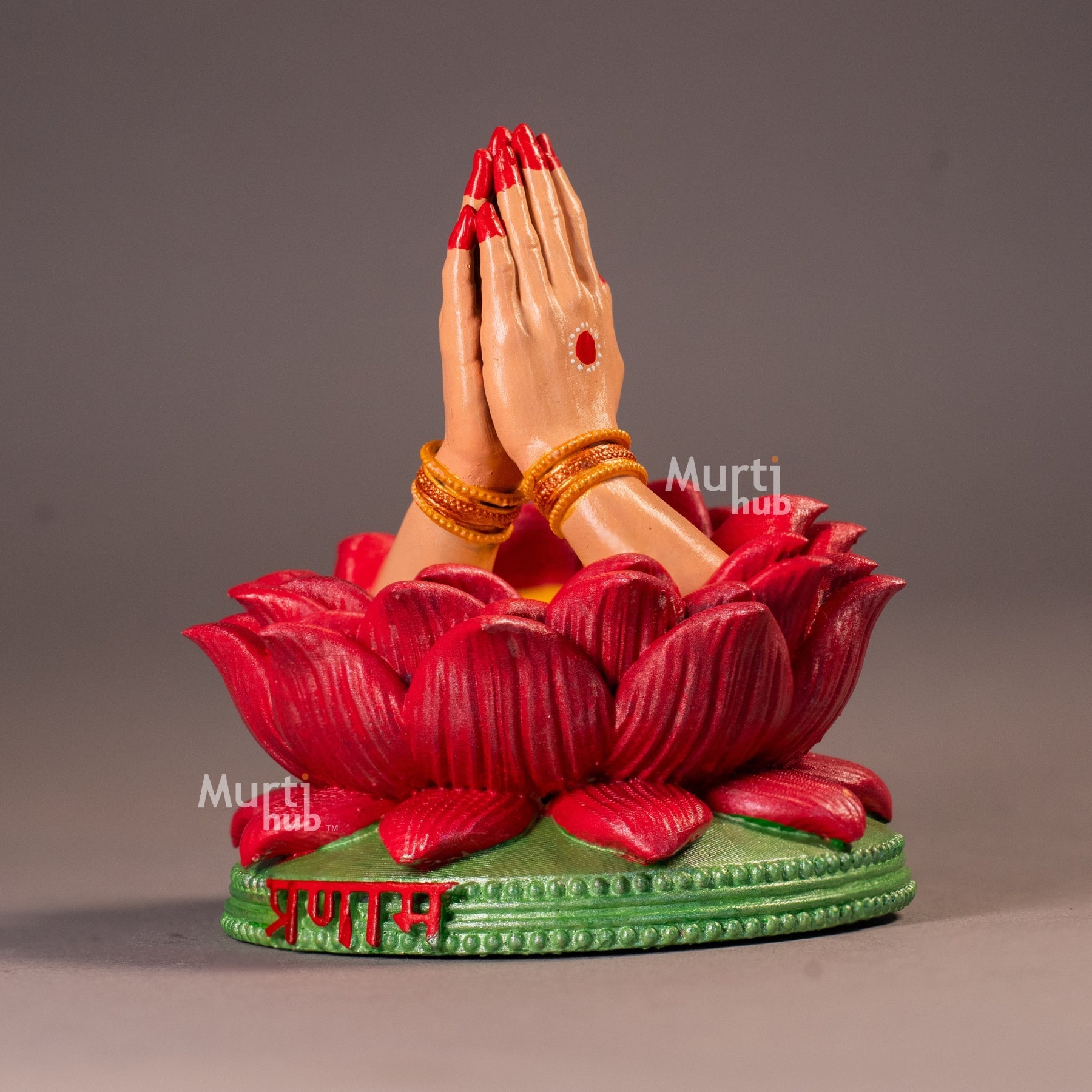 Namaste & Pranam Hand Idol – Divine Greeting Gesture on Lotus Base – Home & Car Décor