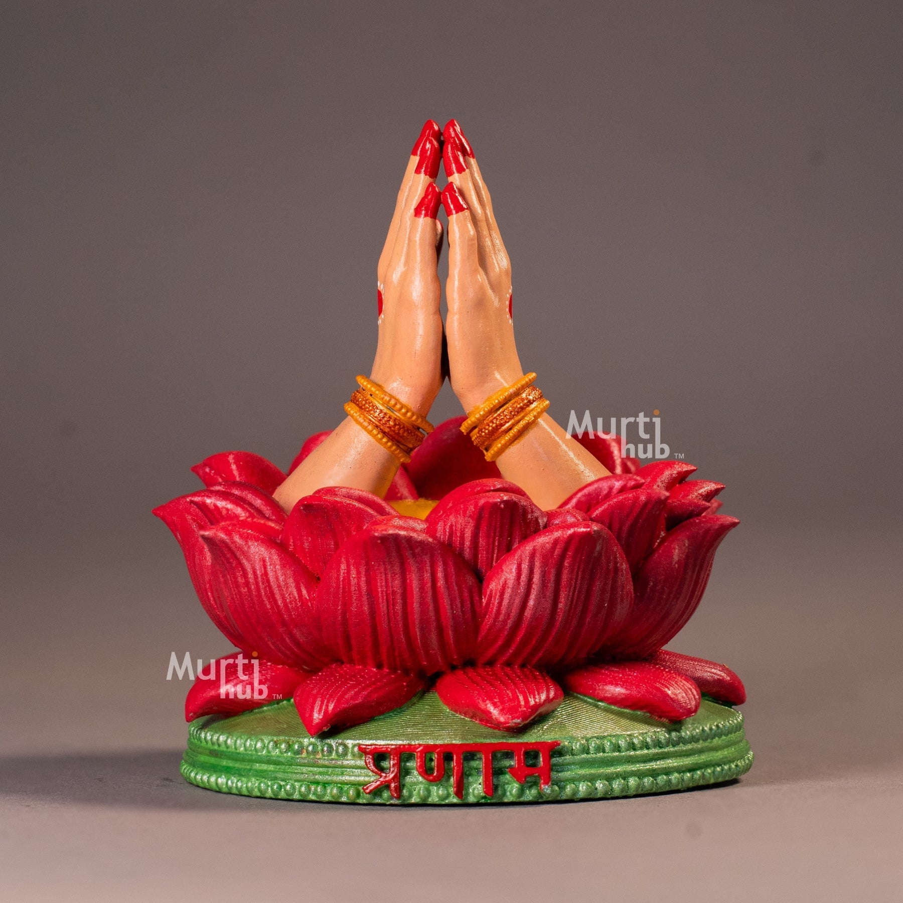 Namaste & Pranam Hand Idol – Divine Greeting Gesture on Lotus Base – Home & Car Décor
